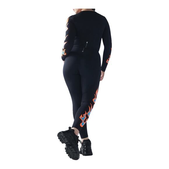 Savage X Fenty Racer X High Waist Legging Black with Flames - Picture 9 of 9